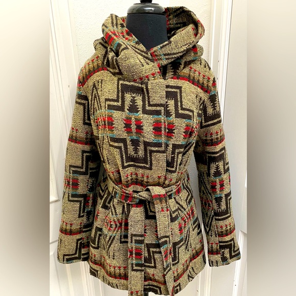 * Beautiful Southwestern Style Mossimo Coat With Hood Size L - Picture 2 of 11